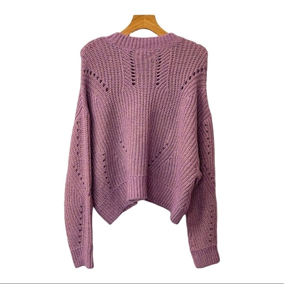 Elizabeth And James Giada Lavender Metallic Thread Chunky Open Knit Sweater - Picture 4 of 11